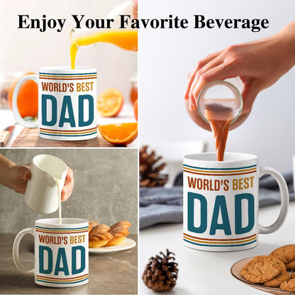 World's Best Dad Double | Ceramic Coffee Mug | Father's Day Gift | Stylish Printed Design | Tea & Coffee Cup | 11oz