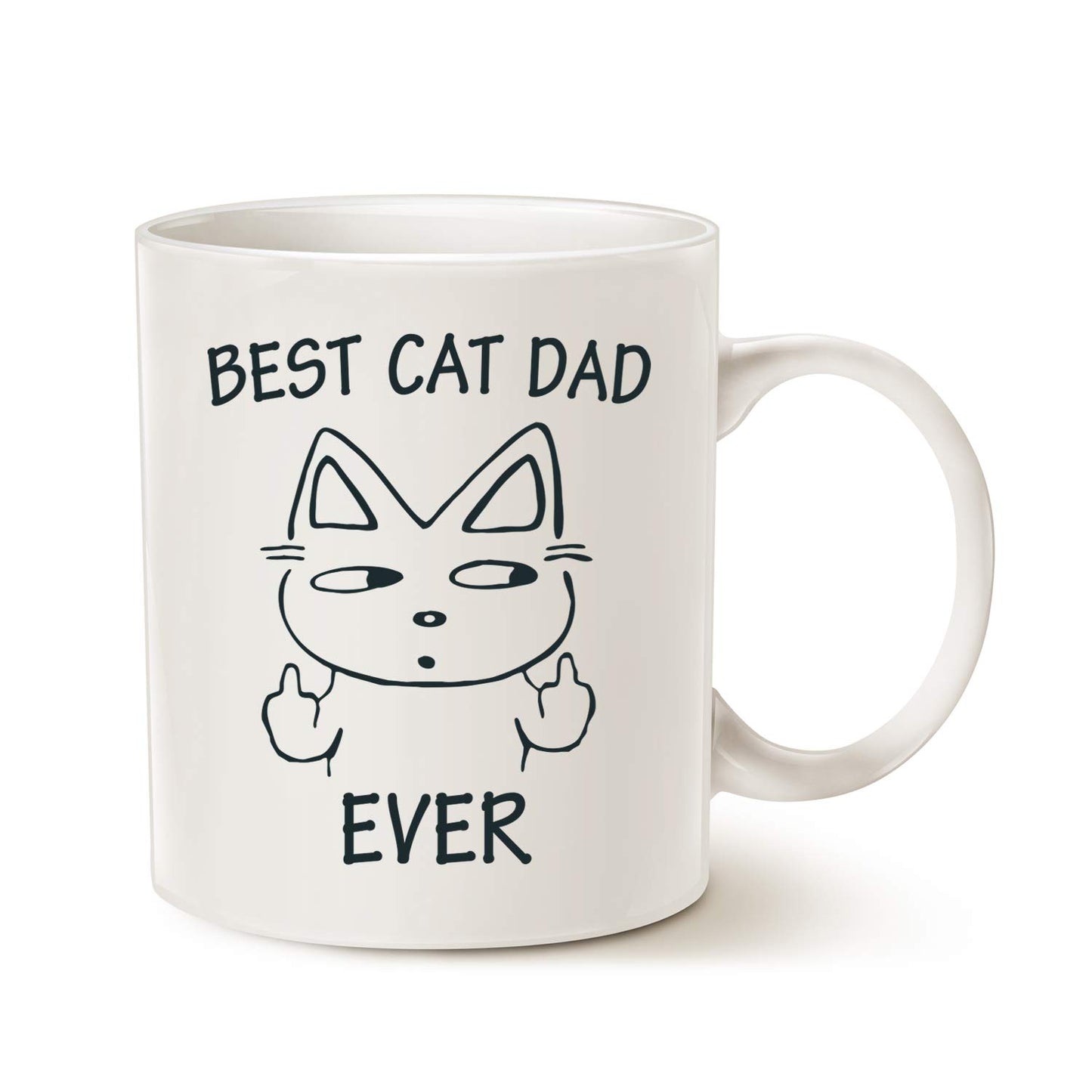 Best Cat Dad Ever Letter Print Modern Casual Funny Cat Lovers | Ceramic Coffee Mug | Father's Day Gift | Stylish Printed Design | Tea & Coffee Cup | 11oz