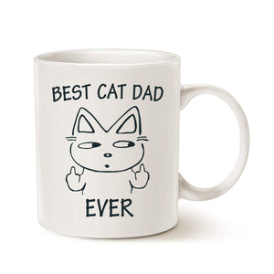 Best Cat Dad Ever Letter Print Modern Casual Funny Cat Lovers | Ceramic Coffee Mug | Father's Day Gift | Stylish Printed Design | Tea & Coffee Cup | 11oz