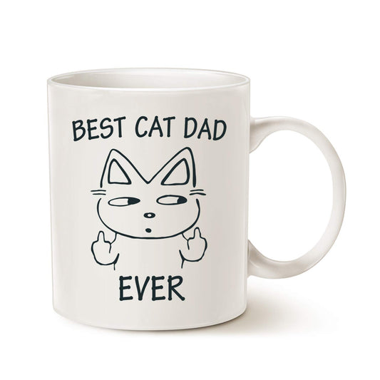 Best Cat Dad Ever Letter Print Modern Casual Funny Cat Lovers | Ceramic Coffee Mug | Father's Day Gift | Stylish Printed Design | Tea & Coffee Cup | 11oz