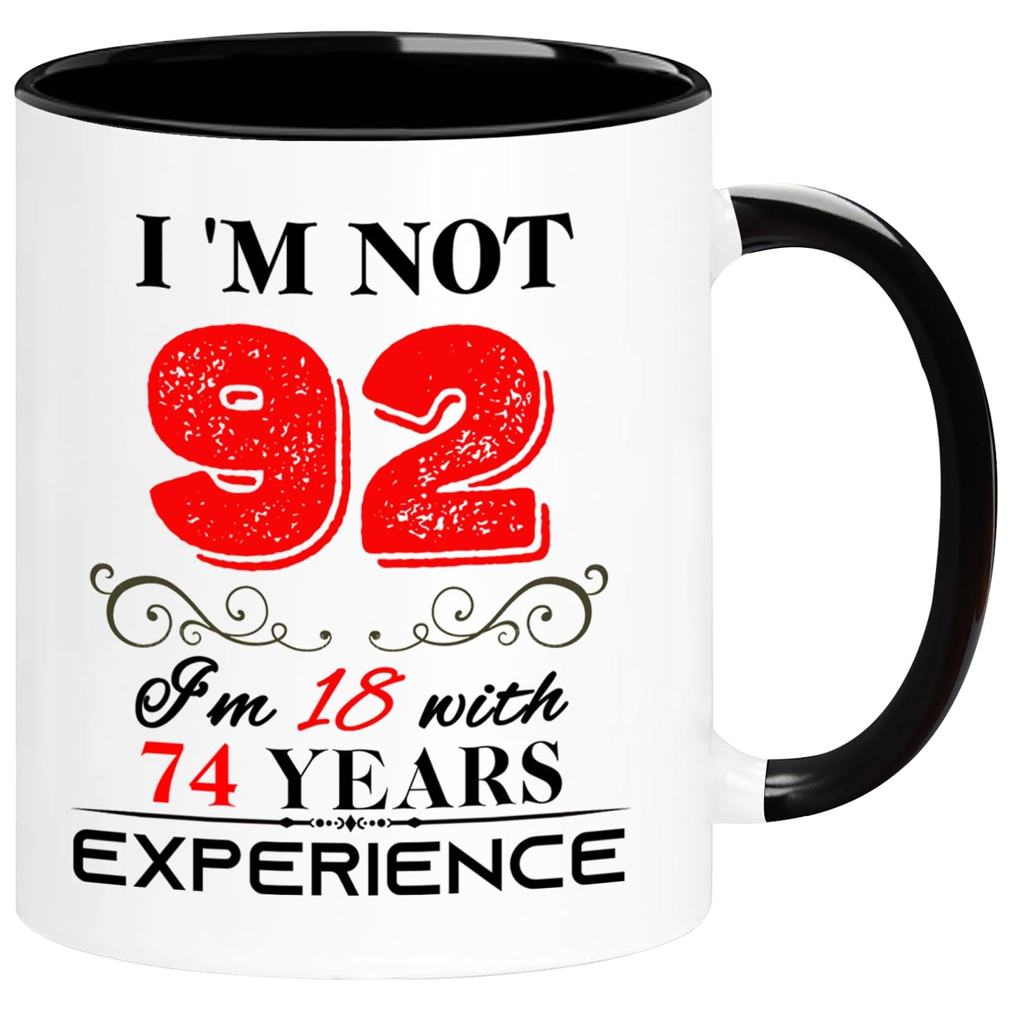 1934 92th for Women Men | Ceramic Coffee Mug | Father's Day Gift | Stylish Printed Design | Tea & Coffee Cup | 11oz | Black Two-Tone Design