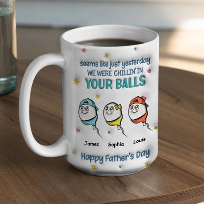 Custom Dad with Kids Names | Ceramic Coffee Mug | Father's Day Gift | Stylish Printed Design | Tea & Coffee Cup | 11oz | Black Two-Tone Design