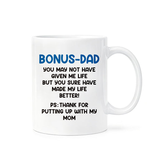 Bonus Dad | Ceramic Coffee Mug | Father's Day Gift | Stylish Printed Design | Tea & Coffee Cup | 11oz
