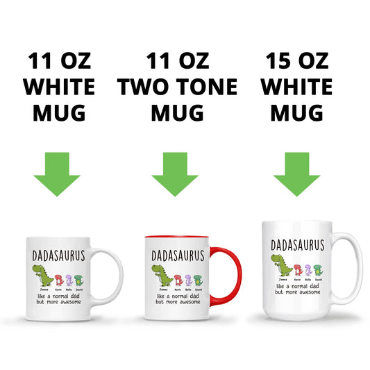 Personalized DADASAURUS | Ceramic Coffee Mug | Father's Day Gift | Stylish Printed Design | Tea & Coffee Cup | 11oz