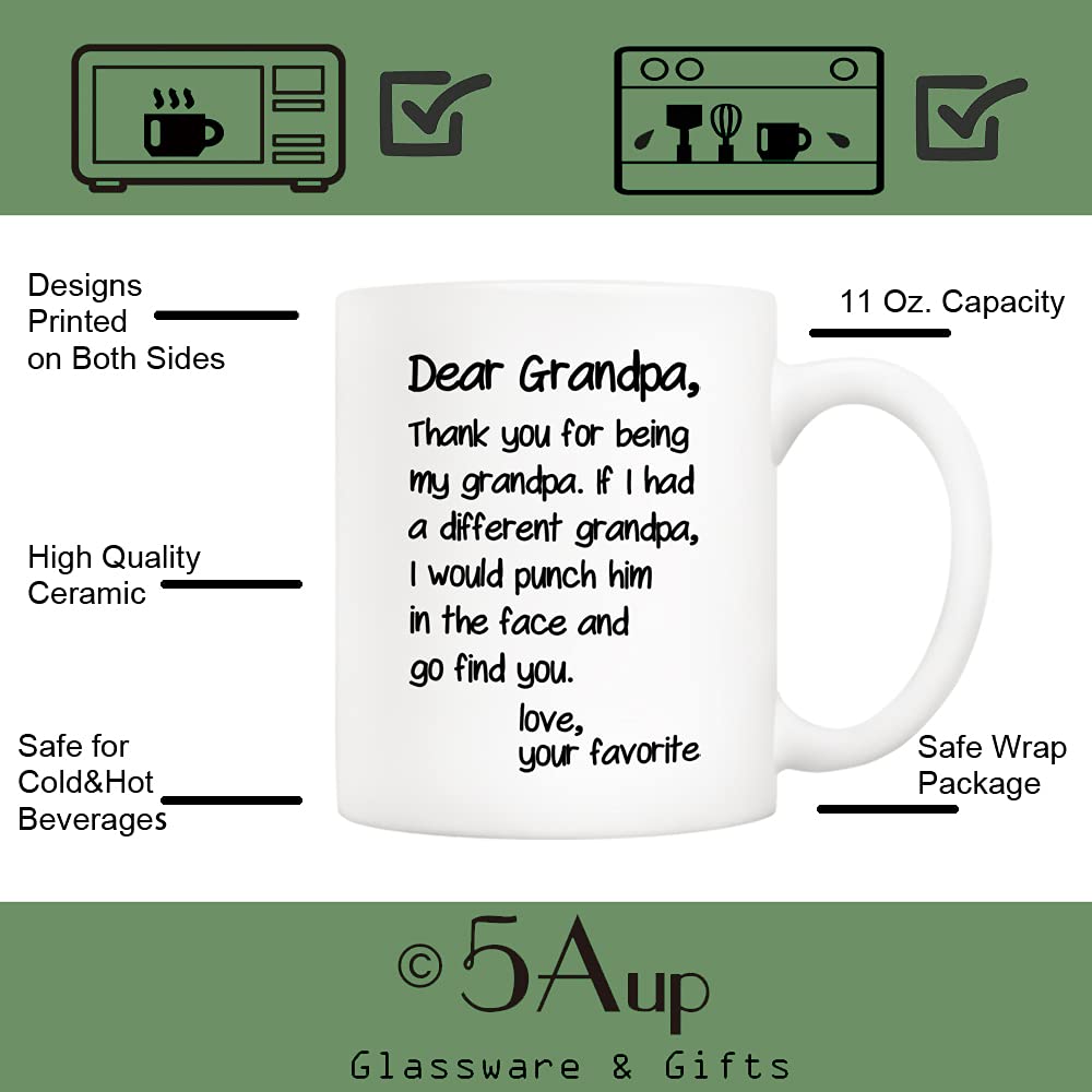 Father's Day Funny Grandpa from Grandson Granddaughter | Ceramic Coffee Mug | Father's Day Gift | Stylish Printed Design | Tea & Coffee Cup | 11oz
