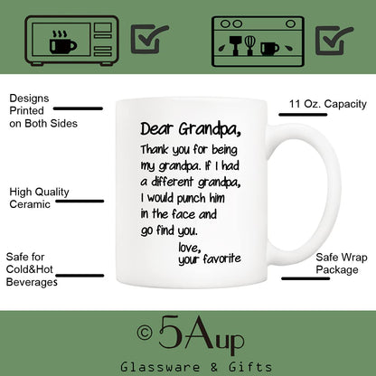 Father's Day Funny Grandpa from Grandson Granddaughter | Ceramic Coffee Mug | Father's Day Gift | Stylish Printed Design | Tea & Coffee Cup | 11oz
