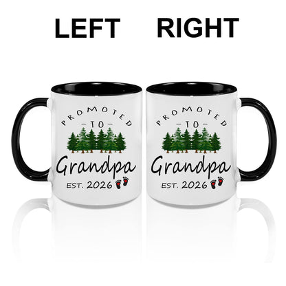 Promoted to Grandpa 2026 | Ceramic Coffee Mug | Father's Day Gift | Stylish Printed Design | Tea & Coffee Cup | 11oz | Black Two-Tone Design