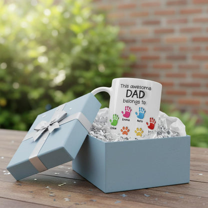 Custom Dad with Kids Names | Ceramic Coffee Mug | Father's Day Gift | Stylish Printed Design | Tea & Coffee Cup | 11oz
