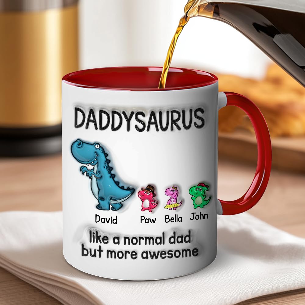 Personalized Dad | Ceramic Coffee Mug | Father's Day Gift | Stylish Printed Design | Tea & Coffee Cup | 11oz | Red Two-Tone Design