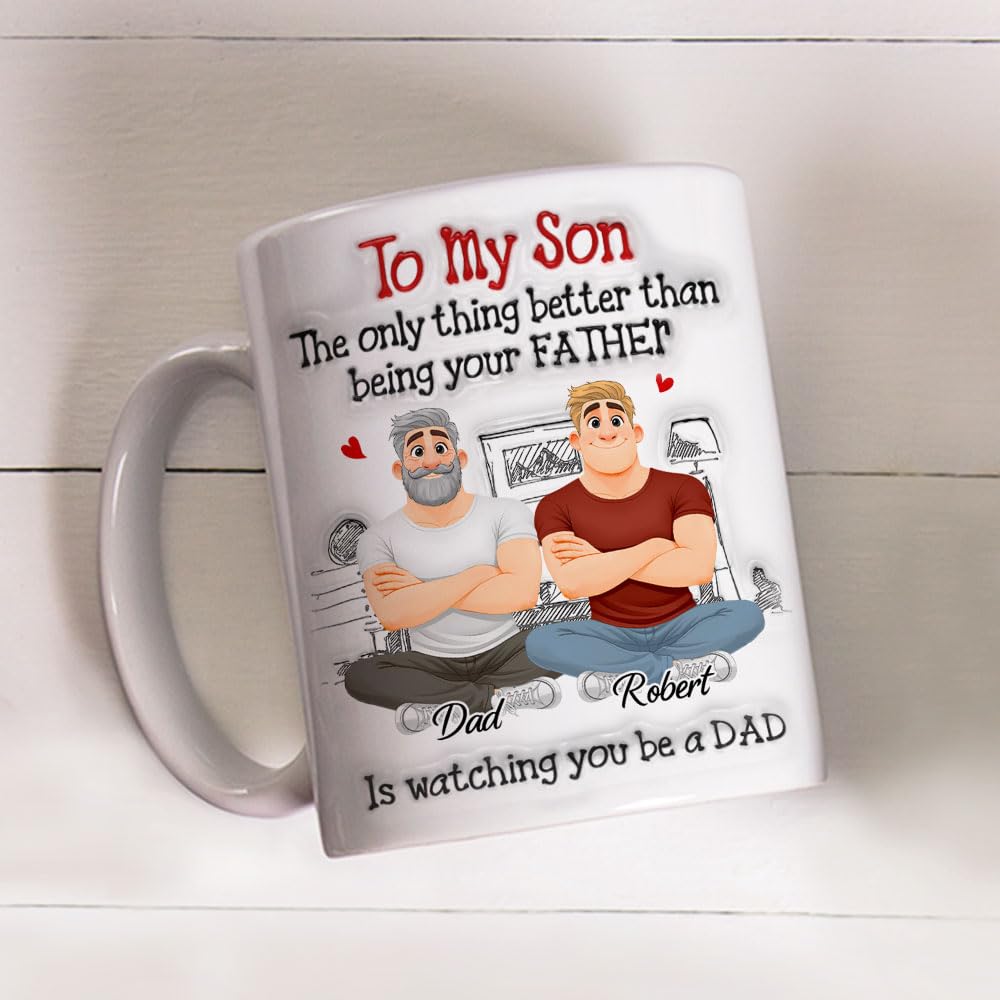 Personalized To My Son From Dad to Son - Customized from Father to Son for | Ceramic Coffee Mug | Father's Day Gift | Stylish Printed Design | Tea & Coffee Cup | 11oz