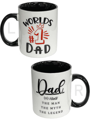 #1 Dad | Ceramic Coffee Mug | Father's Day Gift | Stylish Printed Design | Tea & Coffee Cup | 11oz | Black Two-Tone Design