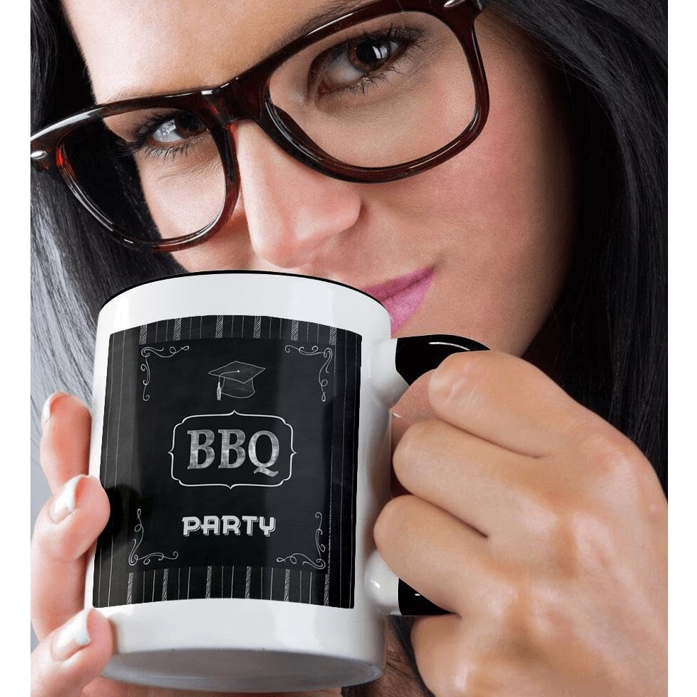 BBQ Graduation Party Grad Cap on Chalkboard | Ceramic Coffee Mug | 11 OZ