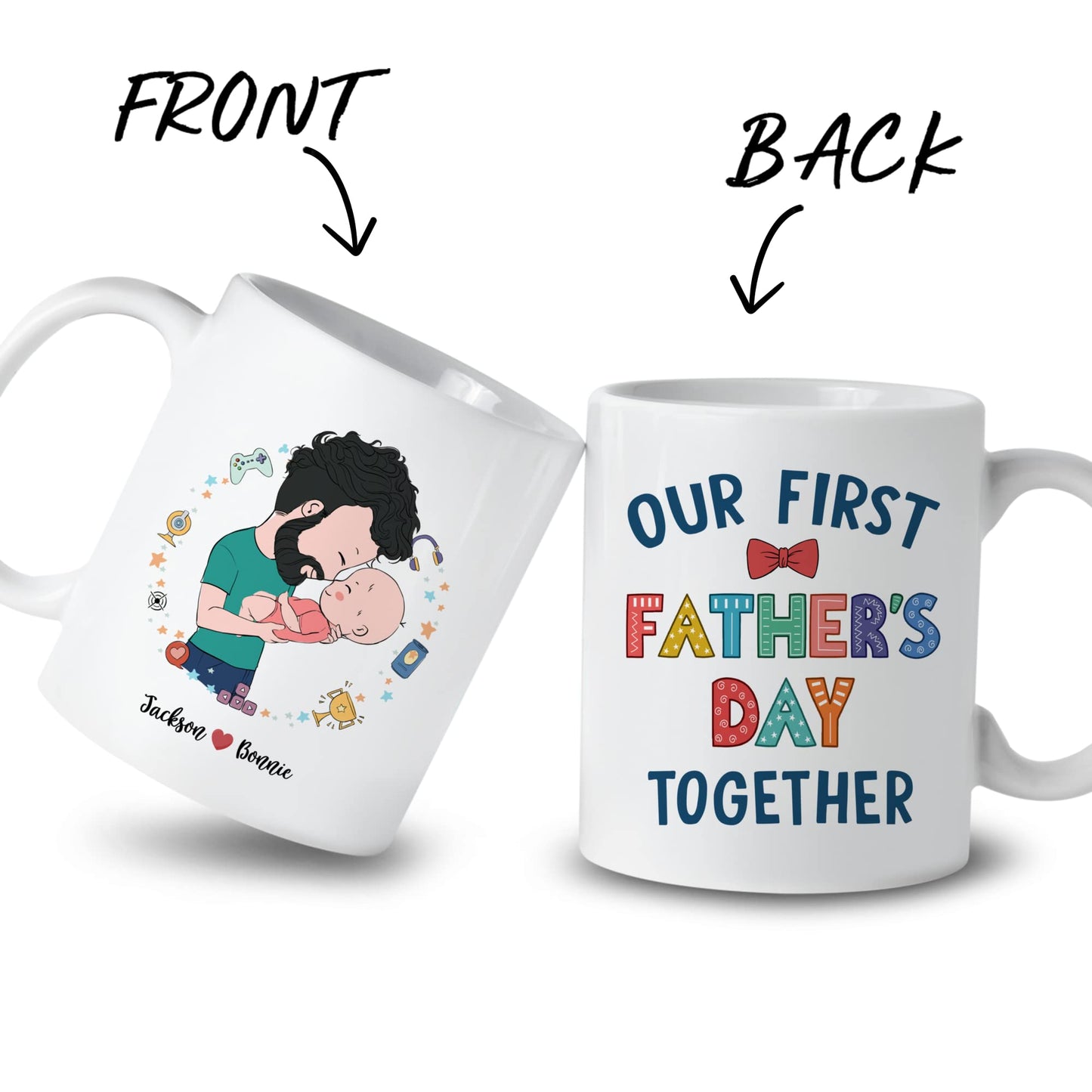 Personalized Our First Together | Ceramic Coffee Mug | Father's Day Gift | Stylish Printed Design | Tea & Coffee Cup | 11oz