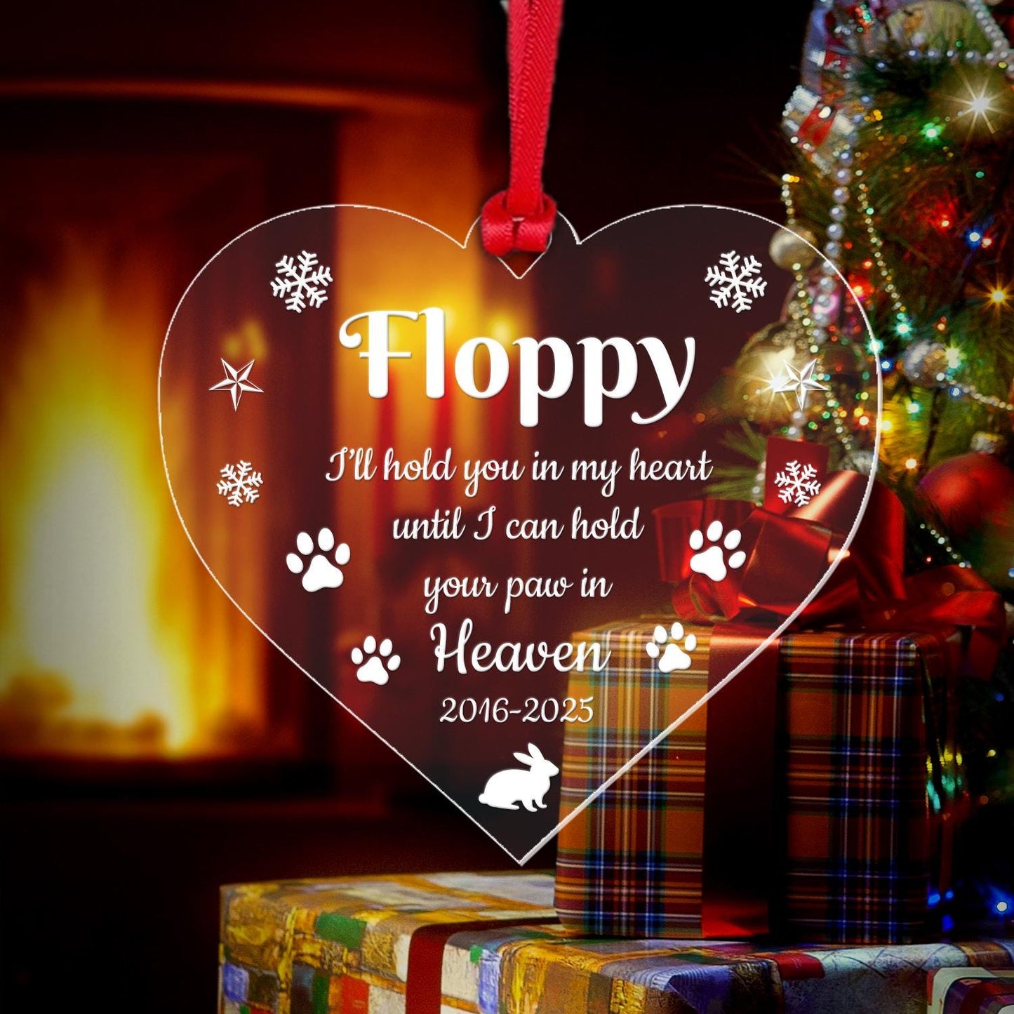 Personalised Rabbit Memory Christmas Bauble Pet Xmas Memorial Decoration Gift