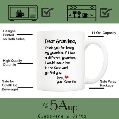 Mother's Day Funny Grandma from Grandson Granddaughter | Ceramic Coffee Mug | Father's Day Gift | Stylish Printed Design | Tea & Coffee Cup | 11oz