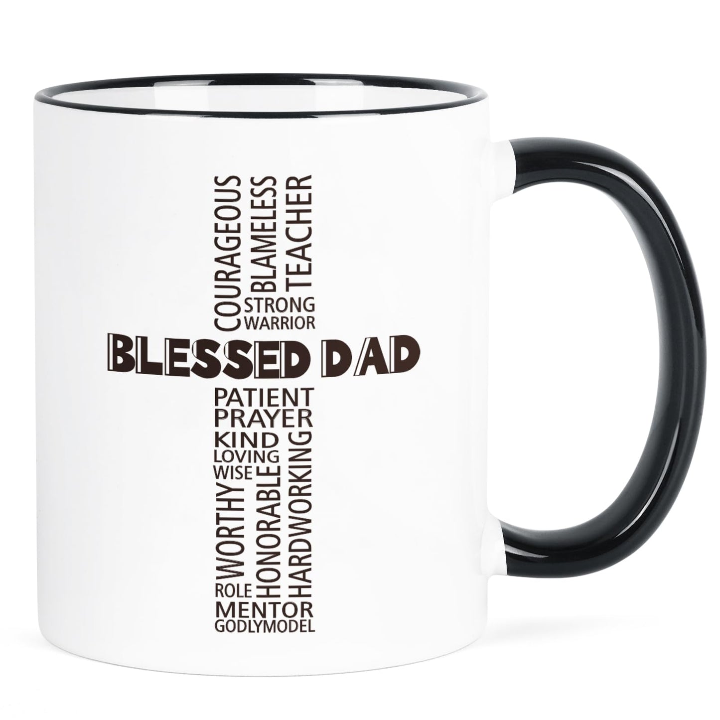 Father's Day Christian | Ceramic Coffee Mug | Father's Day Gift | Stylish Printed Design | Tea & Coffee Cup | 11oz | Black Two-Tone Design