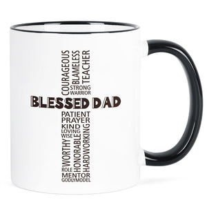 Father's Day Christian | Ceramic Coffee Mug | Father's Day Gift | Stylish Printed Design | Tea & Coffee Cup | 11oz | Black Two-Tone Design