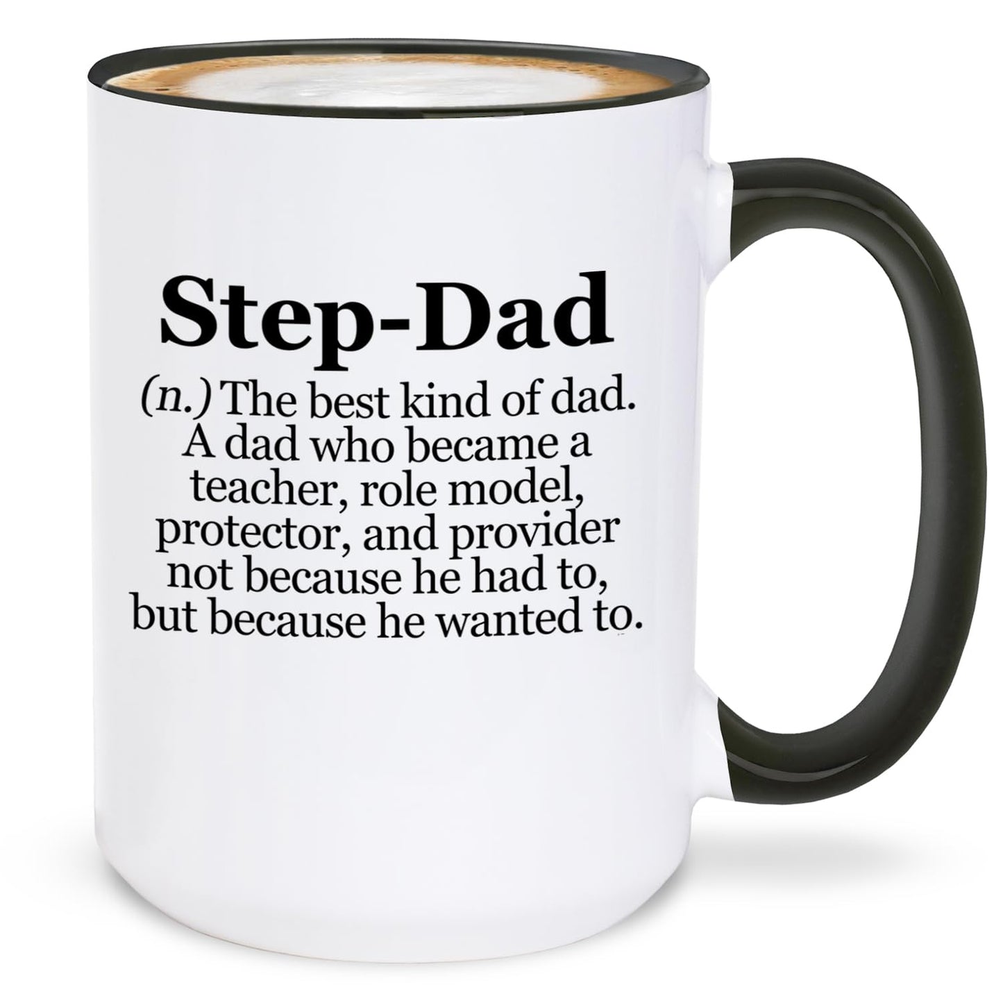 Step Dad Definition Funny Stepdad Quote Design for Stepdad Holiday from Kids Family | Ceramic Coffee Mug | Father's Day Gift | Stylish Printed Design | Tea & Coffee Cup | 11oz | Black Two-Tone Design