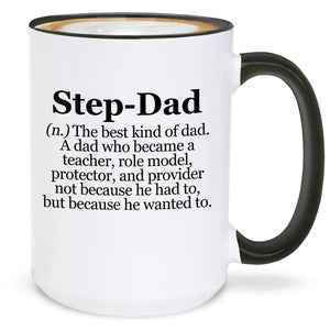 Step Dad Definition Funny Stepdad Quote Design for Stepdad Holiday from Kids Family | Ceramic Coffee Mug | Father's Day Gift | Stylish Printed Design | Tea & Coffee Cup | 11oz | Black Two-Tone Design