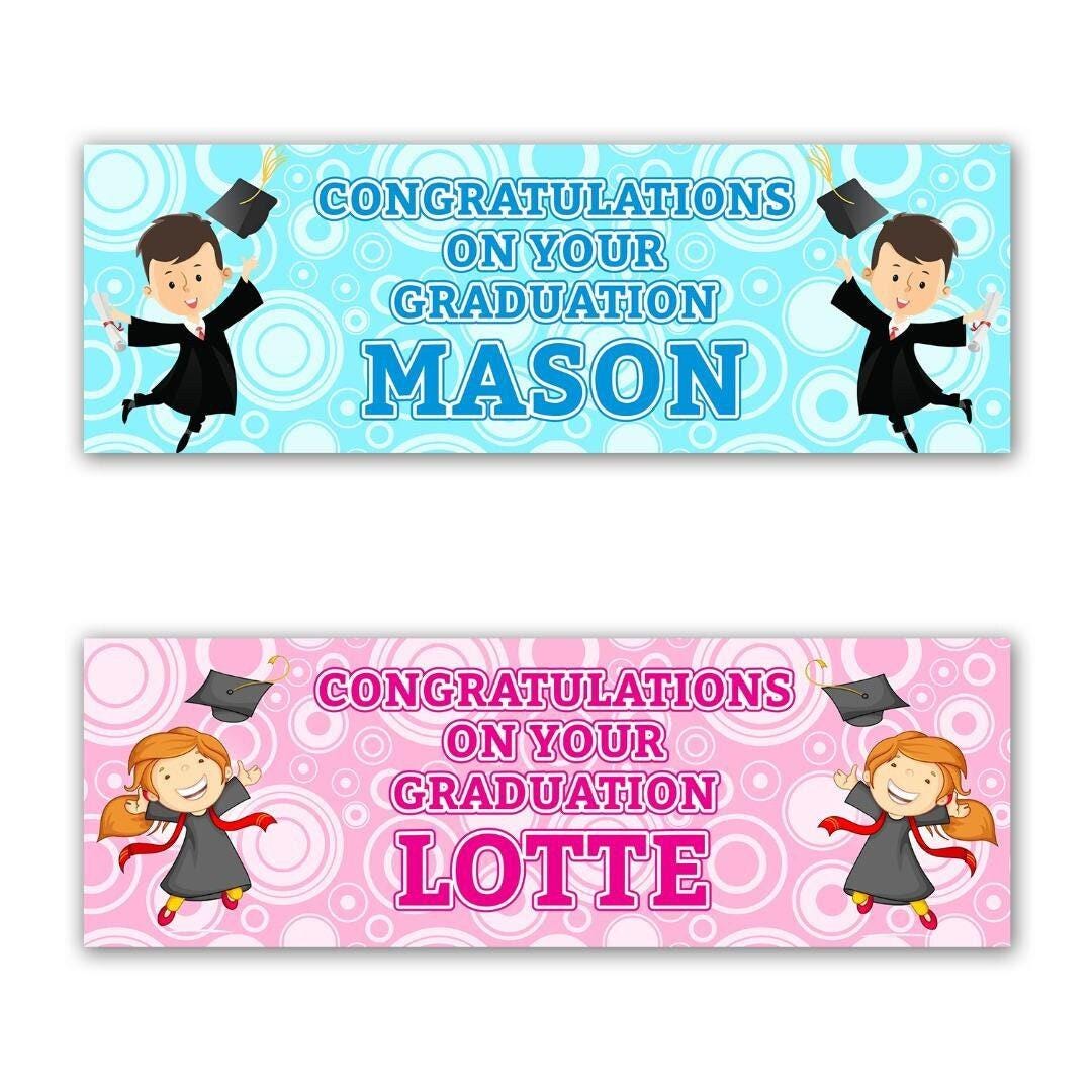 2 Personalised Graduation Party Celebration Banners Decoration Posters