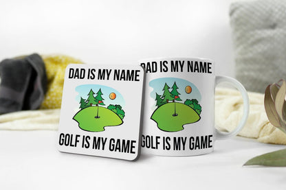 Dad Is My Name Mug & Coaster Set Daddy Granddad Birthday Fathers Day Tea Gift