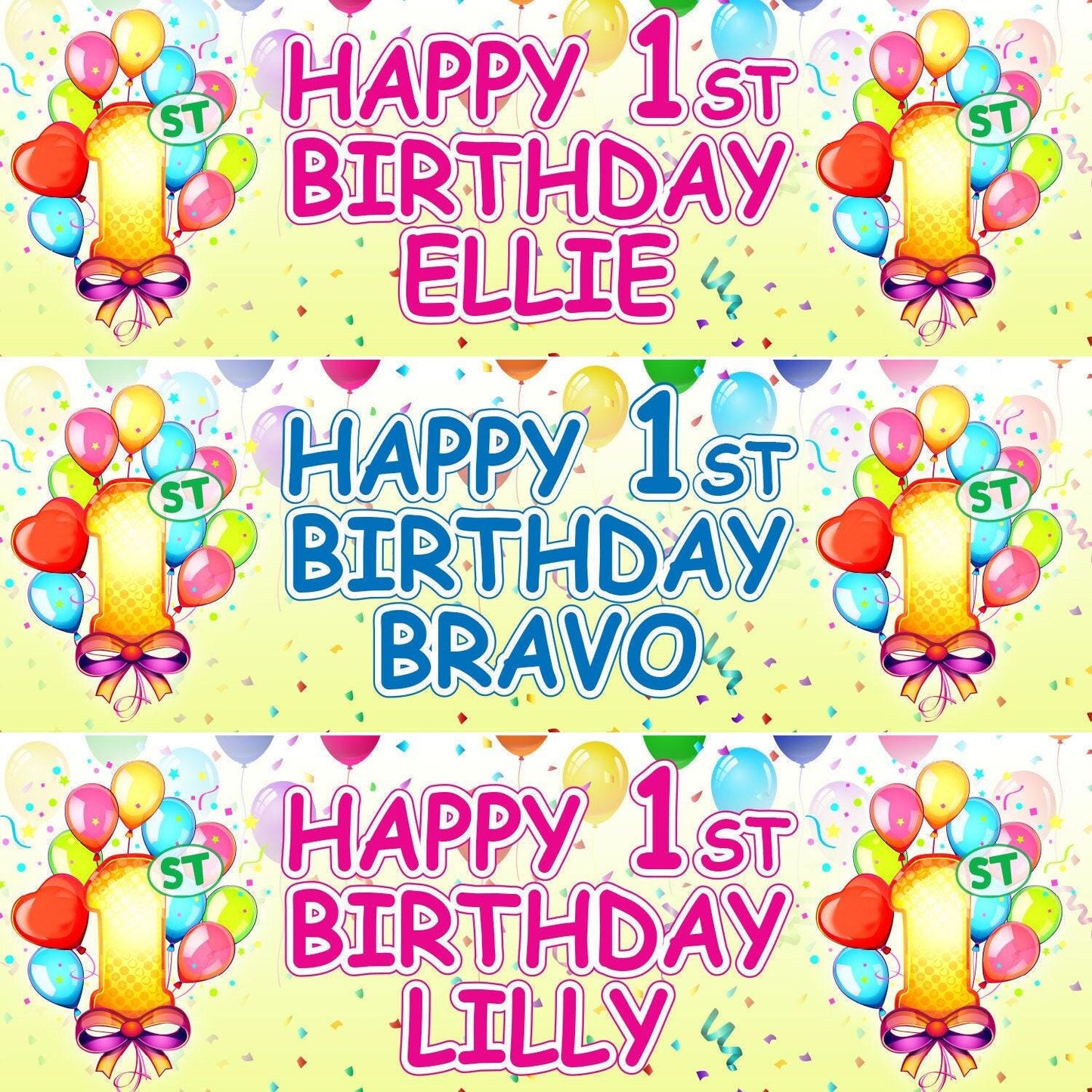 2x Personalised Birthday Banners Decoration Customisable Party Posters For Kids