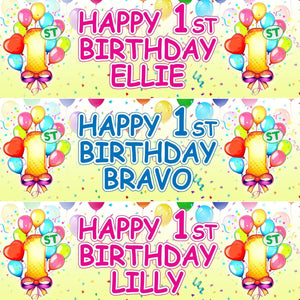 2x Personalised Birthday Banners Decoration Customisable Party Posters For Kids