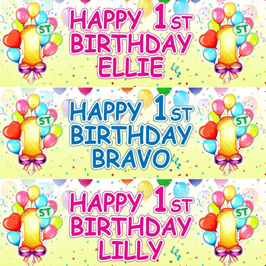 2x Personalised Birthday Banners Decoration Customisable Party Posters For Kids