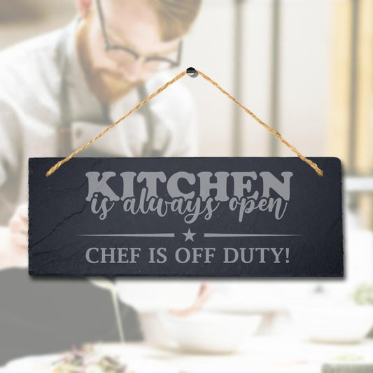 Kitchen Hanging Slate Sign Laser Engraved Plaque Chef Off Duty Food Lovers Gift