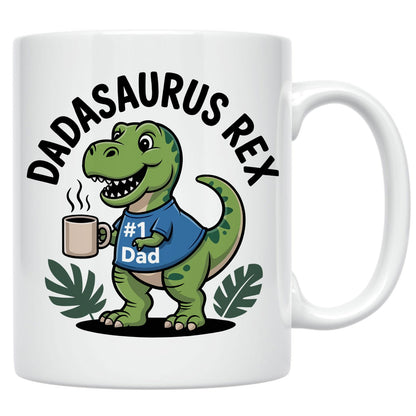 Dadasaurus Rex . Fun Dinosaur Themed #1 Dad from Son or Daughter | Ceramic Coffee Mug | Father's Day Gift | Stylish Printed Design | Tea & Coffee Cup | 11oz