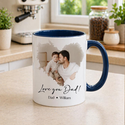 Personalized Photo Custom Dad | Ceramic Coffee Mug | Father's Day Gift | Stylish Printed Design | Tea & Coffee Cup | 11oz | Black Two-Tone Design