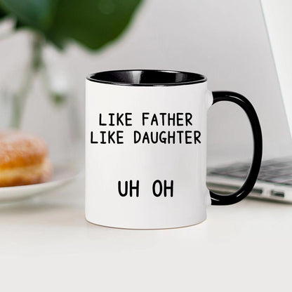 Like Father Like Daughter | Ceramic Coffee Mug | Father's Day Gift | Stylish Printed Design | Tea & Coffee Cup | 11oz | Black Two-Tone Design
