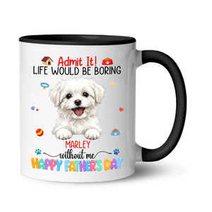 Customized Maltese with Name | Ceramic Coffee Mug | Father's Day Gift | Stylish Printed Design | Tea & Coffee Cup | 11oz | Black Two-Tone Design