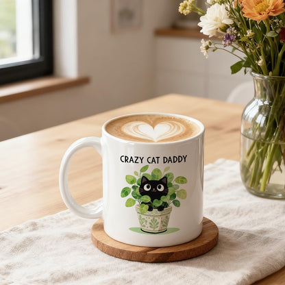 Crazy Cat Daddy Double | Ceramic Coffee Mug | Father's Day Gift | Stylish Printed Design | Tea & Coffee Cup | 11oz