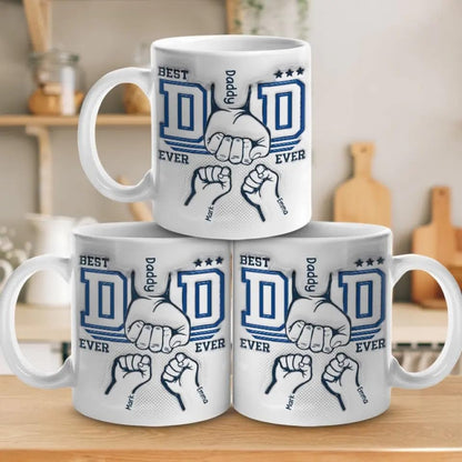 Best Dad Ever Family Personalized Fist Bump | Customised Coffee Mug | 11 OZ