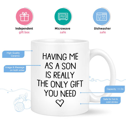 for Mom from Son | Ceramic Coffee Mug | Father's Day Gift | Stylish Printed Design | Tea & Coffee Cup | 11oz