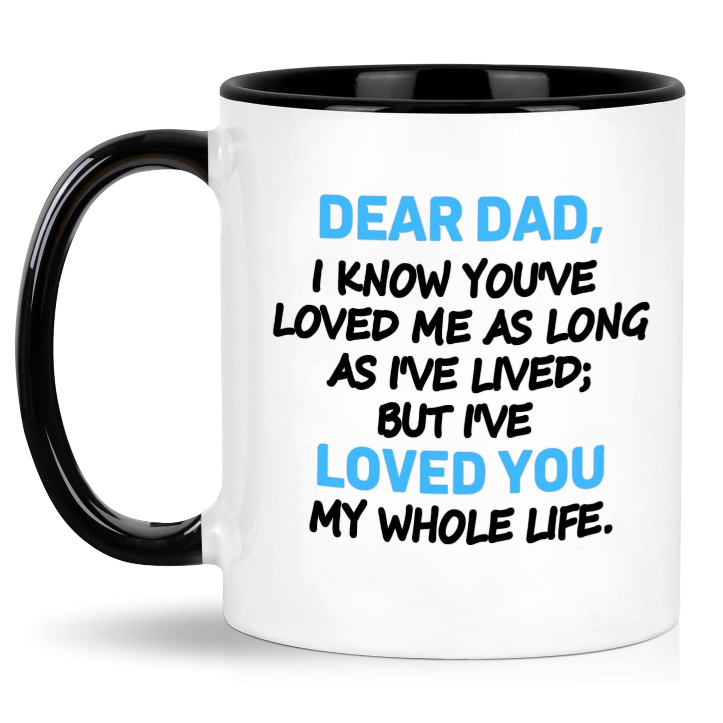 Dad from Daughter Son Kids | Ceramic Coffee Mug | Father's Day Gift | Stylish Printed Design | Tea & Coffee Cup | 11oz | Black Two-Tone Design