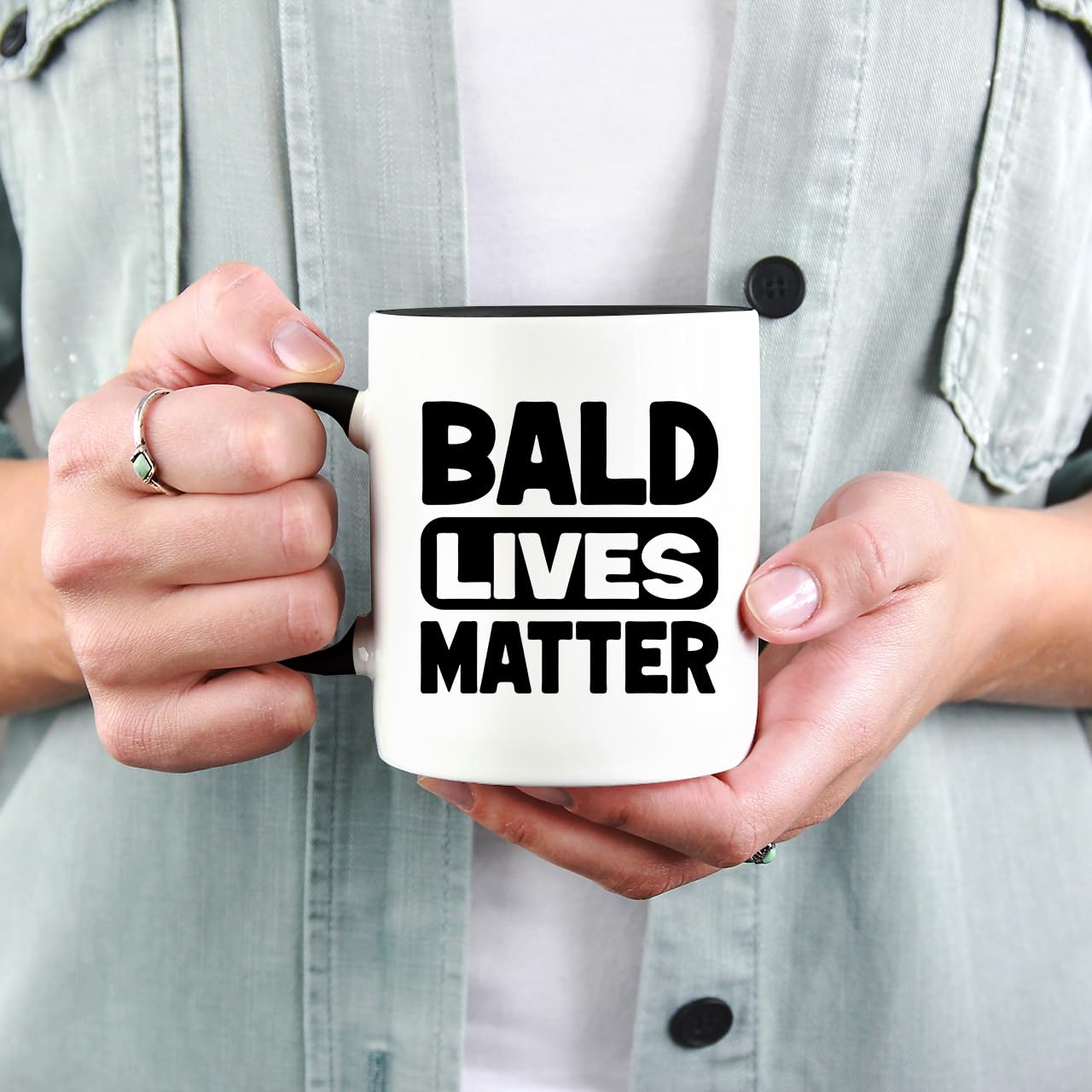Funny Bald Humor for Dad Coffee - Sarcastic Bald Joke for Men | Ceramic Coffee Mug | Father's Day Gift | Stylish Printed Design | Tea & Coffee Cup | 11oz | Black Two-Tone Design