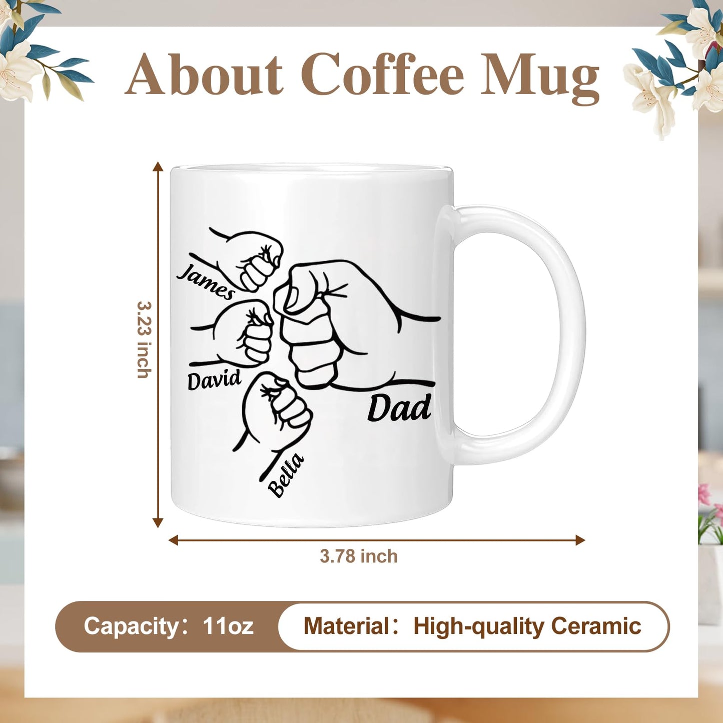 for Dad from Daughter Son | Ceramic Coffee Mug | Father's Day Gift | Stylish Printed Design | Tea & Coffee Cup | 11oz