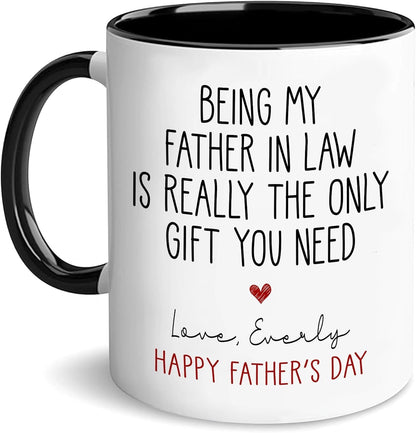 Funny Father In Law Personalized Name | Ceramic Coffee Mug | Father's Day Gift | Stylish Printed Design | Tea & Coffee Cup | 11oz | Black Two-Tone Design