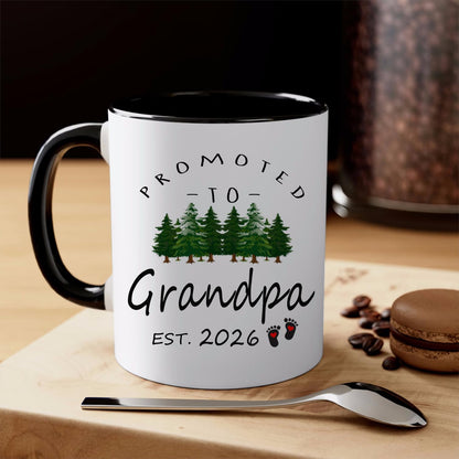 Promoted to Grandpa 2026 | Ceramic Coffee Mug | Father's Day Gift | Stylish Printed Design | Tea & Coffee Cup | 11oz | Black Two-Tone Design