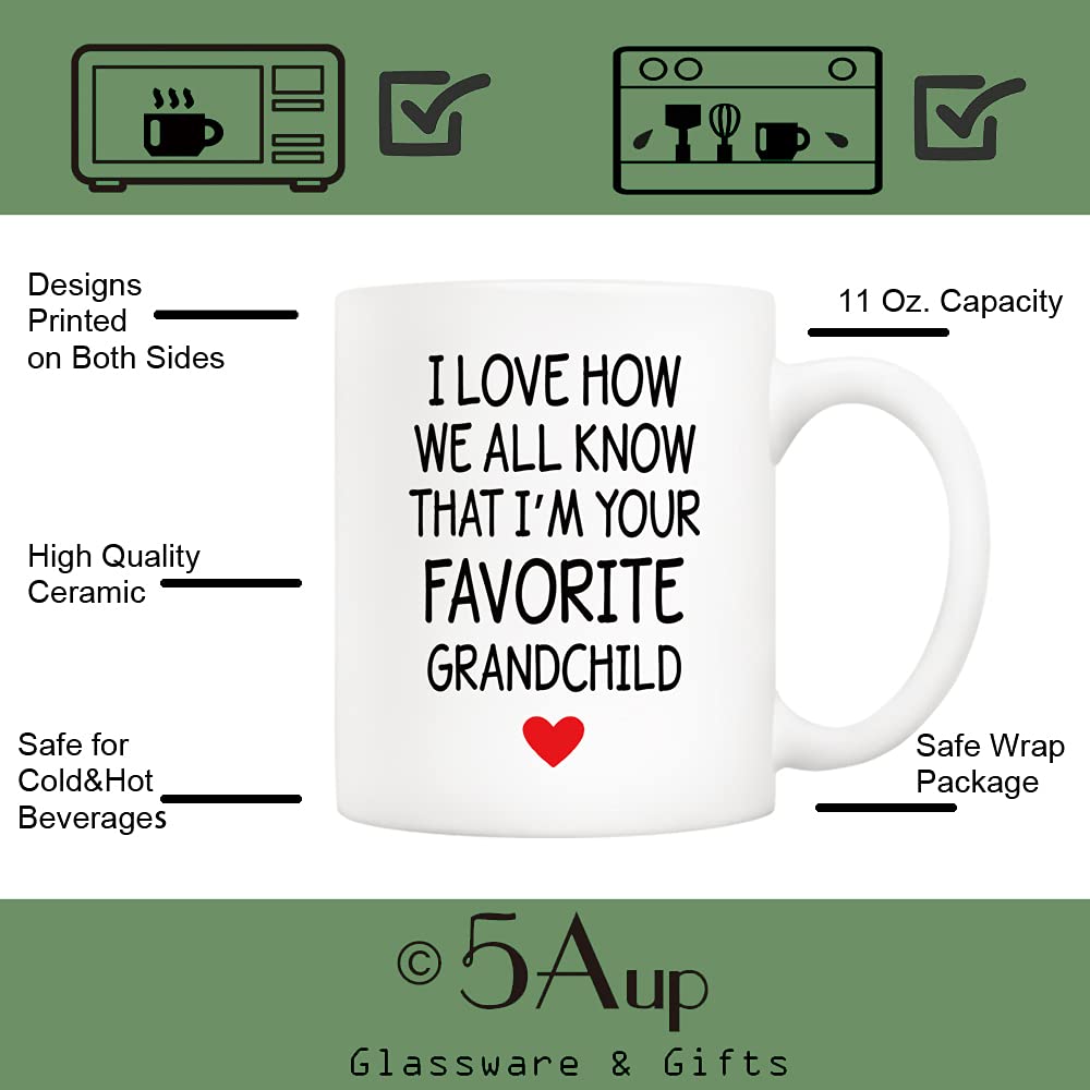 Mothers Day and Great Grandma Grandpa from Granddaughter Grandson | Ceramic Coffee Mug | Father's Day Gift | Stylish Printed Design | Tea & Coffee Cup | 11oz