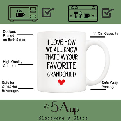 Mothers Day and Great Grandma Grandpa from Granddaughter Grandson | Ceramic Coffee Mug | Father's Day Gift | Stylish Printed Design | Tea & Coffee Cup | 11oz
