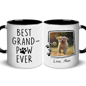 Personalized 'Best Grandpaw Ever' Custom Photo Grandpa for | Ceramic Coffee Mug | Father's Day Gift | Stylish Printed Design | Tea & Coffee Cup | 11oz | Black Two-Tone Design