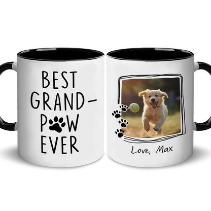 Personalized 'Best Grandpaw Ever' Custom Photo Grandpa for | Ceramic Coffee Mug | Father's Day Gift | Stylish Printed Design | Tea & Coffee Cup | 11oz | Black Two-Tone Design