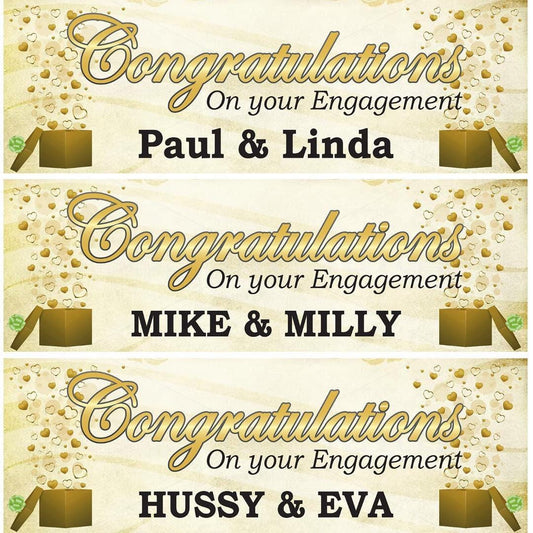 2x Personalised Engagement Party Banners: Elegant Decorations