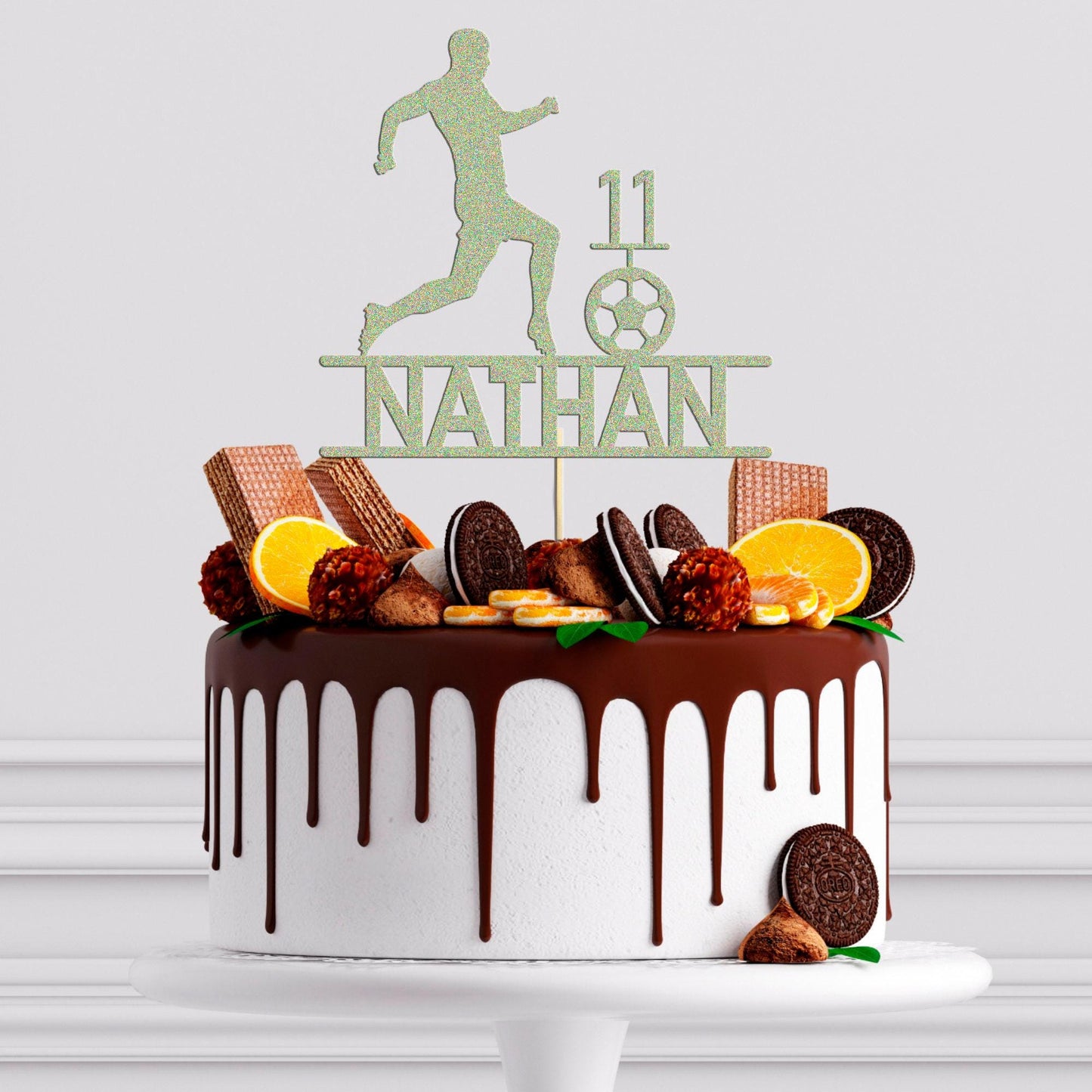 Personalised Football Cake Topper Ideal For Footballer Birthdays! Add Any Name & Age