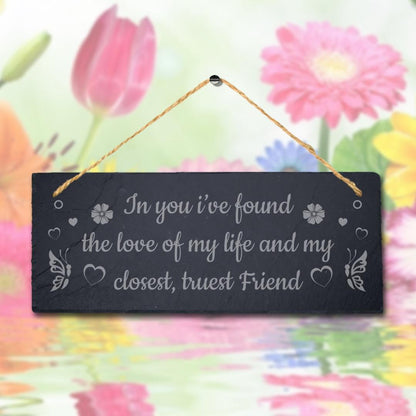 Love Best Friends Laser Engraved Hanging Slate Friendship Birthday Plaque Sign