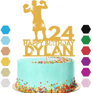 Personalised Boxing Birthday Cake Topper: Glitter Champion Decoration