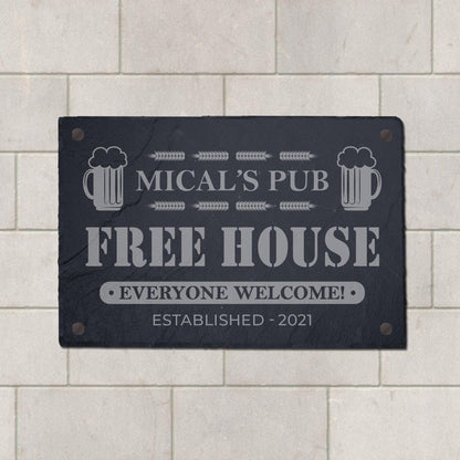 Personalised House Plaque Home Street Name Wall Slate Sign Laser Engraved Stone